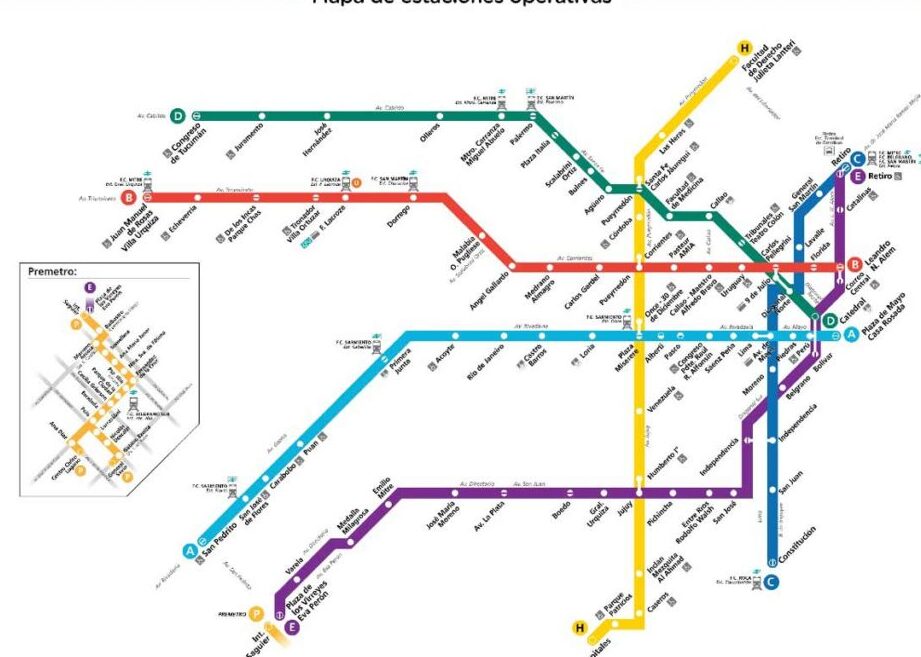 una imagen de un mapa de argentina con lineas de tren en diferentes colores destacando las principales rutas ferroviarias